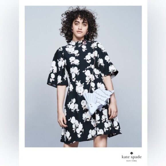 KATE SPADE NEW YORK Black Whimsies Posy Floral Swing Dress Size 10 - Picture 11 of 11
